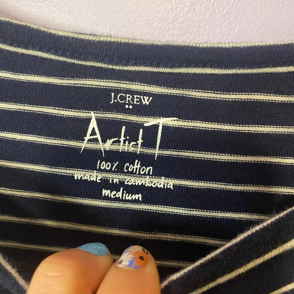 💓J.CREW Artist T navy/white stripe long sleeved t-shirt EUC - Picture 3 of 4